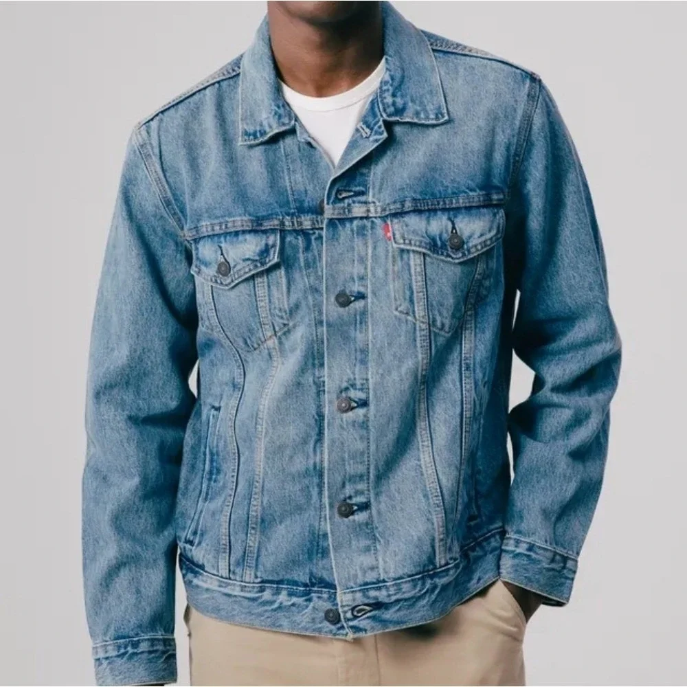 Levis Men's Trucker Jacket Denim Cotton Button Front Vintage Style Classic Large